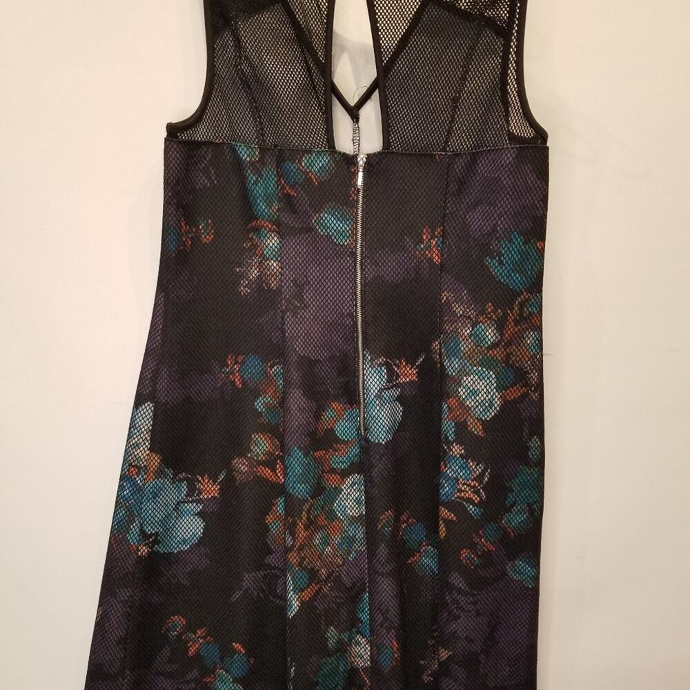 Spense Sleeveless A-Line Stretch Dress Black Net Zipper Back Floral Plus Size 14 - Picture 4 of 14
